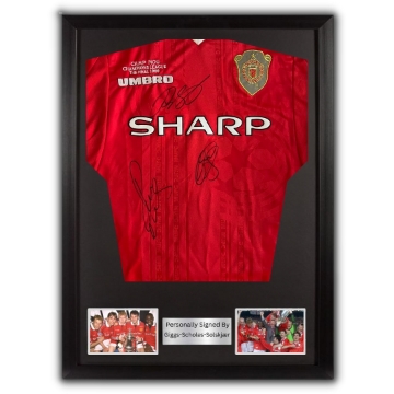 Picture of Giggs-Scholes-Solskjær signed & framed 